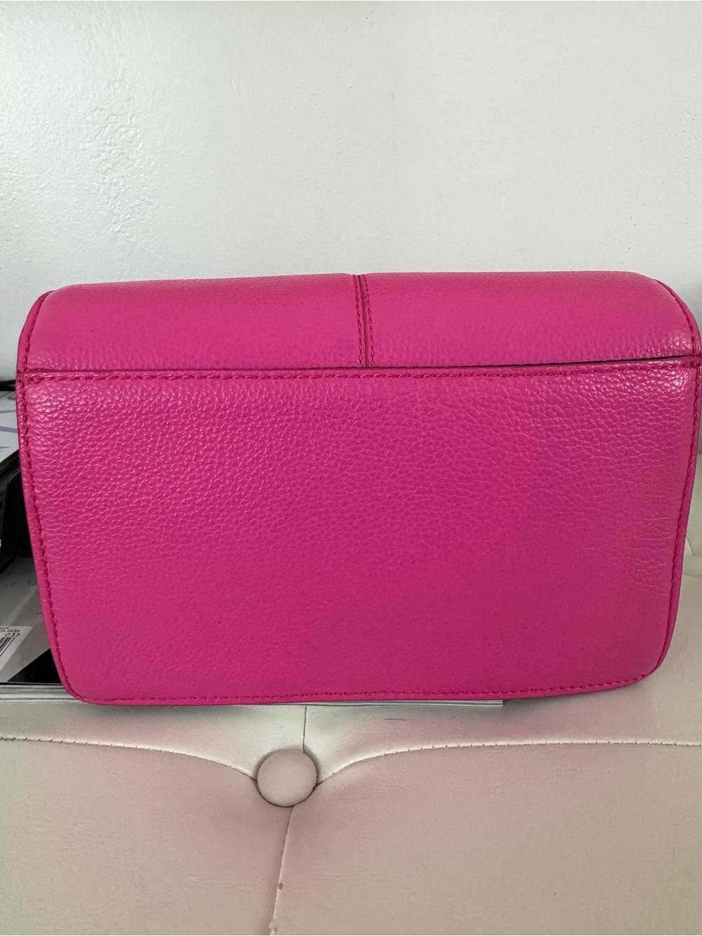 Zadig & Voltaire Hot Pink Leather Crossbody Bag with Crystal Wing Accent - Picture 5 of 9
